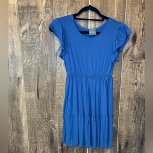 Olivia Rae T-Shirt Dress Flutter Sleeve Stretch Scoop Neck Blue Women's Size S